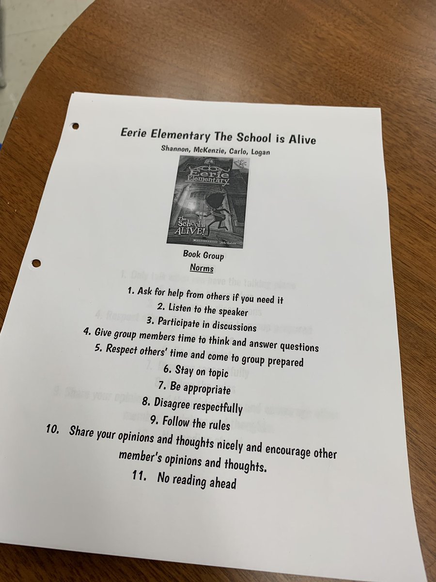 MrsJenkins5LSS's tweet photo. The students did a great job working together to come up with group norms for their book clubs!!! @ExeterLSS https://t.co/sVCxsjCe4e