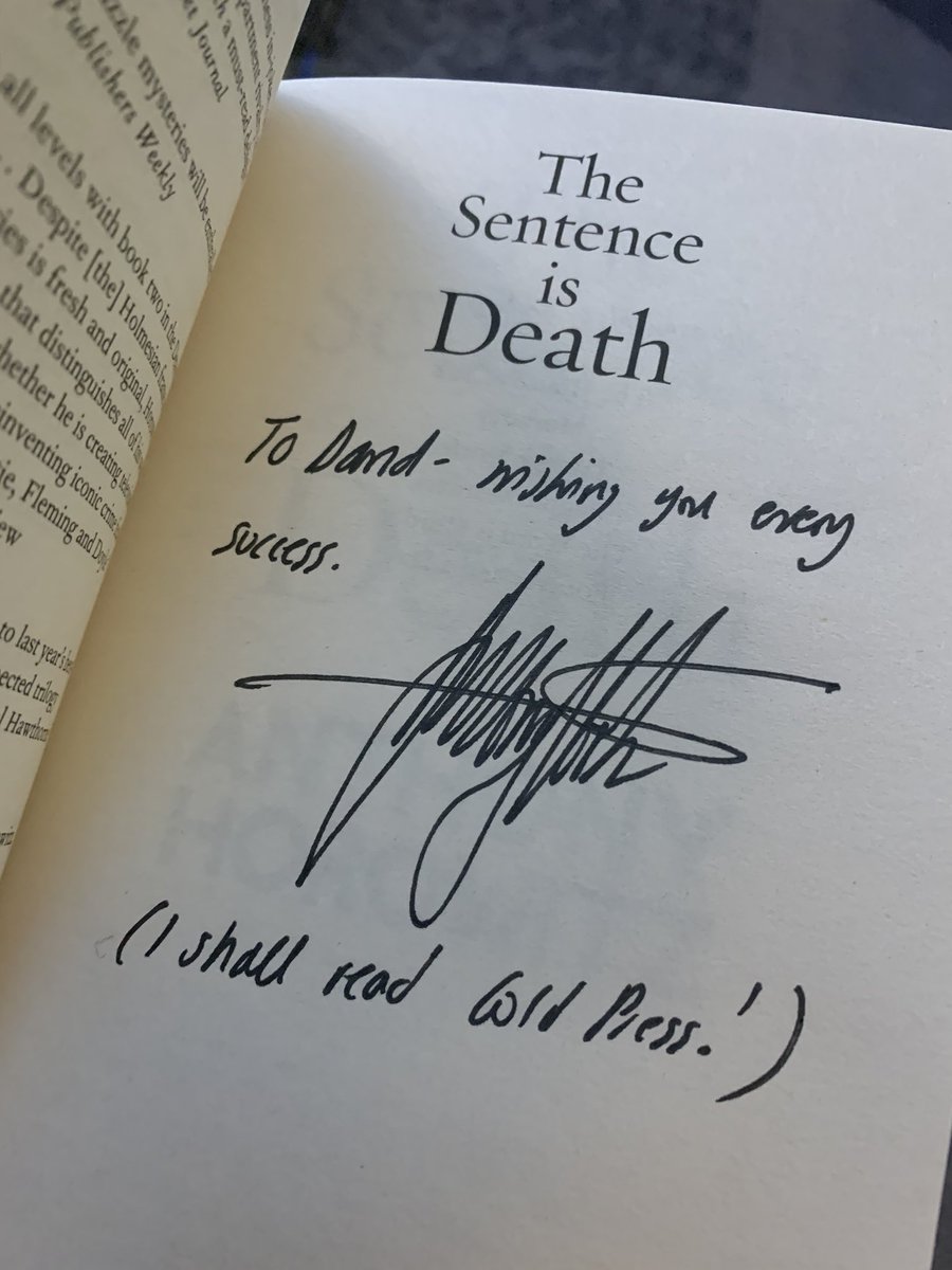 DBSHQ's tweet photo. It was a delight to meet @AnthonyHorowitz today at the Capital Crime festival. If you've read the interview in the Cold Press ebook, you'll know I was inspired to start writing again after reading Magpie Murders. 150,000 copies later, I got the chance to say thank you. 😊 https://t.co/HdIj1oyxWo