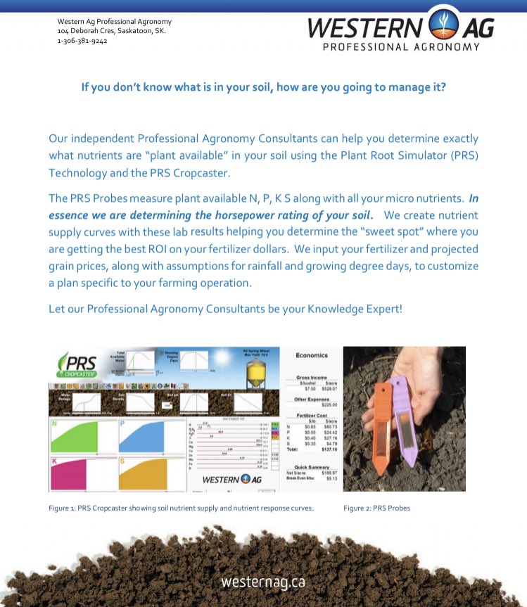 Western_Ag's tweet photo. If you donโt know whatโs in your soil, how are you going to manage it? #PRSTechnology #PRSprobes Technology homegrown from @UofSAgros @agbiousask #DrSchoenau https://t.co/5rGtFotpWA