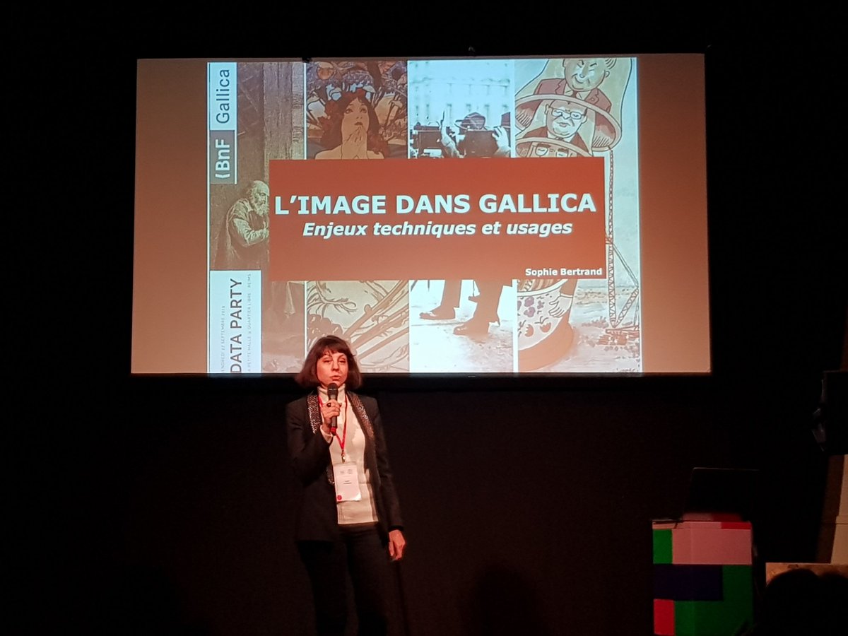 WebInReims's tweet image. L&apos;après-midi reprend avec @SophieBertrnd qui nous parle des enjeux techniques et usages des images dans @GallicaBnF ! #webinreims #dataparty