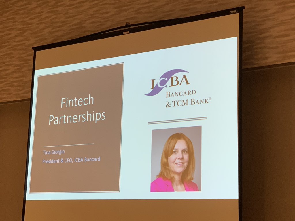 Thank you <a href="/tnagiorgio/">Tina Giorgio</a> from <a href="/ICBA/">Independent Community Bankers of America</a> Bancard &amp; TCM Bank for your great words of expertise this morning about innovation &amp; Fintech partnerships to the <a href="/cbofm/">Community Bankers of MI</a>.  <a href="/NWWilcox/">Noah W. Wilcox</a>