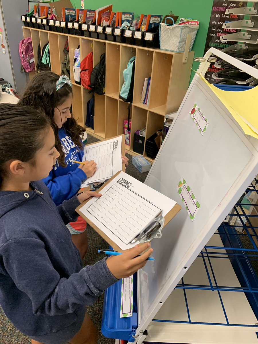 ChaboraMs's tweet image. Practing our math skills from the week with a scavenger hunt!