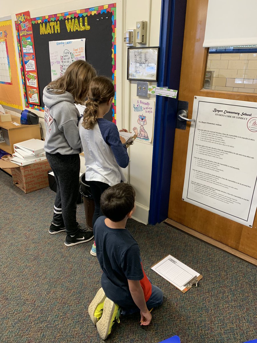 ChaboraMs's tweet image. Practing our math skills from the week with a scavenger hunt!