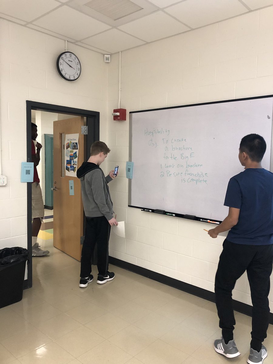NHSBizTech's tweet photo. Intro to Bus class using QR Codes to learn economic terms. https://t.co/4OeoO62vei