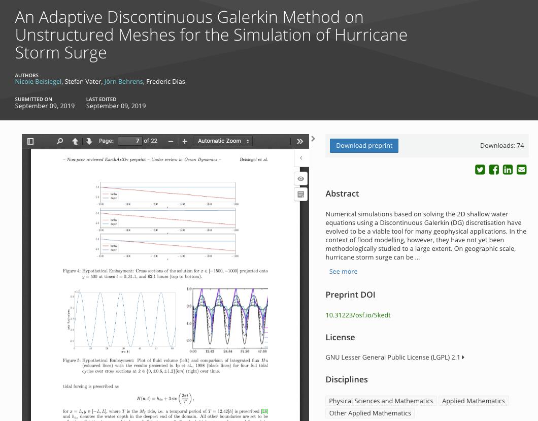 🌊Hurricane storm surge modeling! New #preprint on <a href="/EarthArXiv/">EarthArXiv</a> 🌧️🌪️

An Adaptive Discontinuous Galerkin Method on Unstructured Meshes for the Simulation of Hurricane Storm Surge eartharxiv.org/5kedt/

Thank you <a href="/NicoleBeisiegel/">Dr Nicole Beisiegel</a>, <a href="/VaterStefan/">Stefan Vater</a>, <a href="/triangle_mann/">Jörn Behrens</a> &amp; <a href="/FredericDiasUCD/">Frederic Dias UCD</a>!