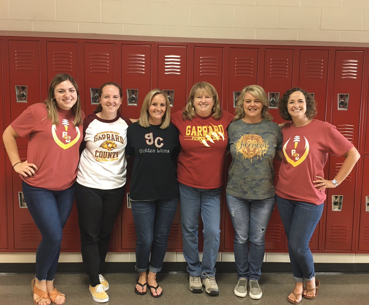 MrsStevensMath's tweet photo. The @GarrardGCHS math department is ready for game day!  #homecoming ❤️💛🦁 https://t.co/qUKhHDiI9u