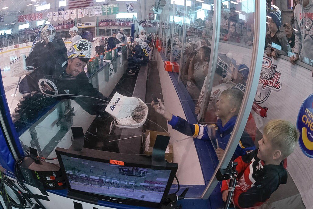 How many <a href="/NHL/">NHL</a> players get to be involved in both <a href="/hockeyville/">Kraft Hockeyville</a> and <a href="/HockeyvilleUSA/">Kraft Hockeyville US</a>?? <a href="/34jallen/">Jake Allen</a> presented to his home province <a href="/WeAreRenous/">WeAreRenous</a> and practiced in the 106 yr old rink in Calumet! Congrats to both! <a href="/NHLPA/">NHLPA</a>
