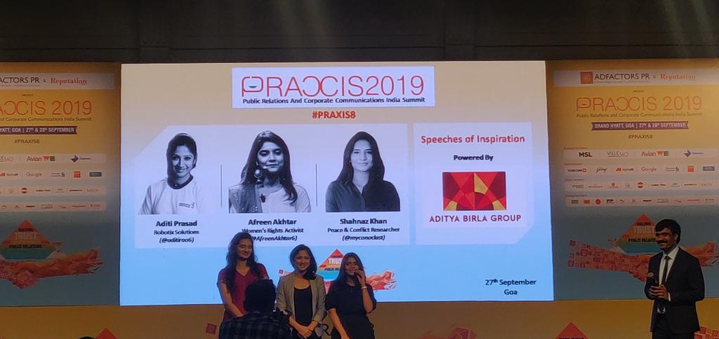The power girls of our time- changing lives &amp; society. Making our present &amp; future a better place to live. <a href="/AfreenAkhtar6/">Afreen Akhtar</a> <a href="/aditirao6/">Aditi Prasad</a> @myconoclast #PRAXIS8 . Thank you <a href="/amithpr/">Amith - 🇮🇳</a> , this was one of the best sessions for me today.