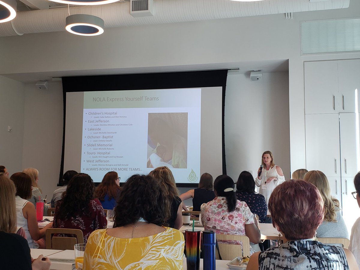 Full house for New Orleans kick-off of Express Yourself! Three-state partnership of perinatal quality collaboratives to target NICU disparities in mother's milk, supported by @WK_Kellogg_Fdn. Great work by @Meg_Parker_MD, Stacy Drury, @DrM_Fam, and the NOLA NICU teams.