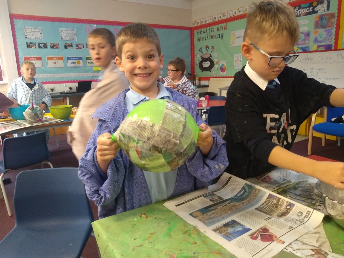 MissPark89's tweet photo. Yesterday, P3 started the first stage of making our solar system using paper mache! 🌌 @greenriggps1 https://t.co/CfmuOW96fJ