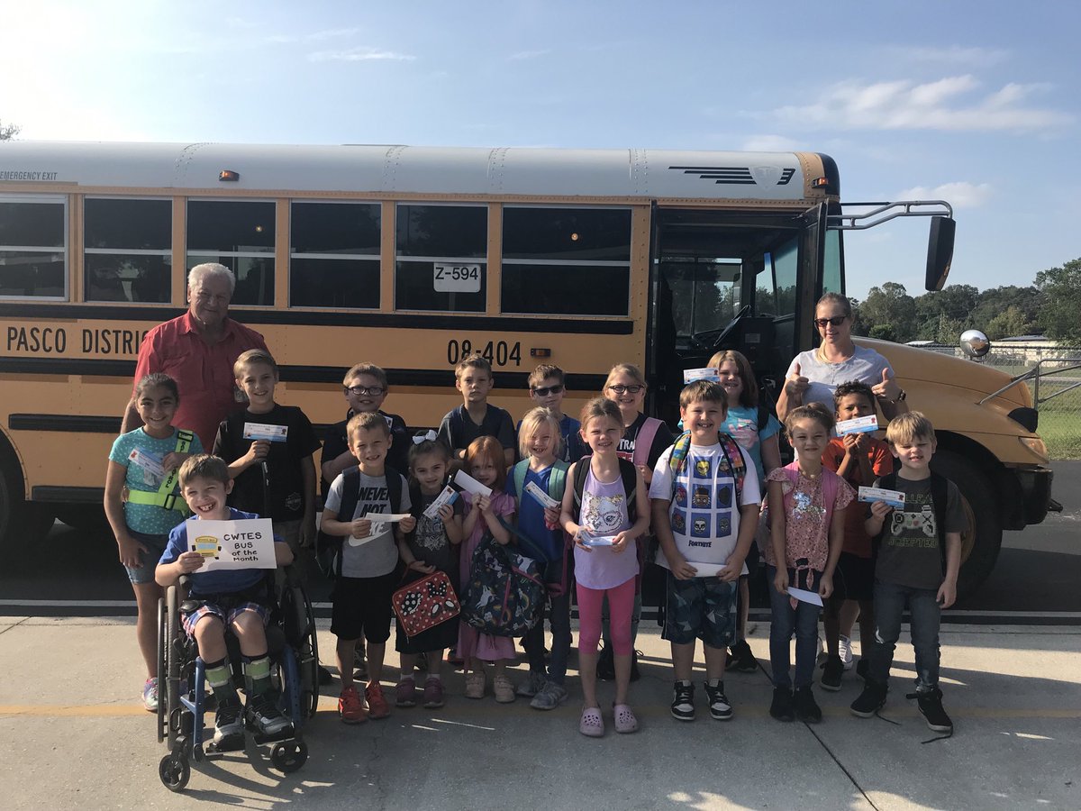 Bus 594 is  September’s “Bus of the Month!”They are safe, responsible and respectful every day to and from school. ⁦<a href="/CWTESPrincipal/">Julie Marks</a>⁩