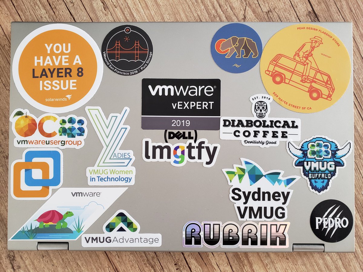 Mudei minha opinião sobre adesivos no notebook. 
I changed my stance on laptop stickers. 
Special shoutout from <a href="/VMUGBSB/">VMUG Brasilia</a> to <a href="/vLadies2018/">vLadies</a> <a href="/BuffaloVMUG/">Buffalo VMUG</a> <a href="/VMUGSydney/">VMUGSydney</a> <a href="/OCVMUG/">OC VMUG</a> <a href="/VMUGAdv/">VMUG Advantage</a>