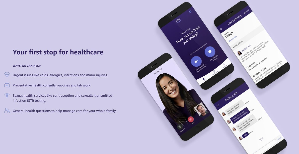 Amazon launch "Amazon Care" service offering "Your First Stop for Healthcare" a.k.a. Mobile Video Consults &amp; augmentin prescriptions for acute sinusitis mhealthinsight.com/2019/09/27/ama… Join the discussion in the Linkedin #mHealth group linkedin.com/groups/1049717/