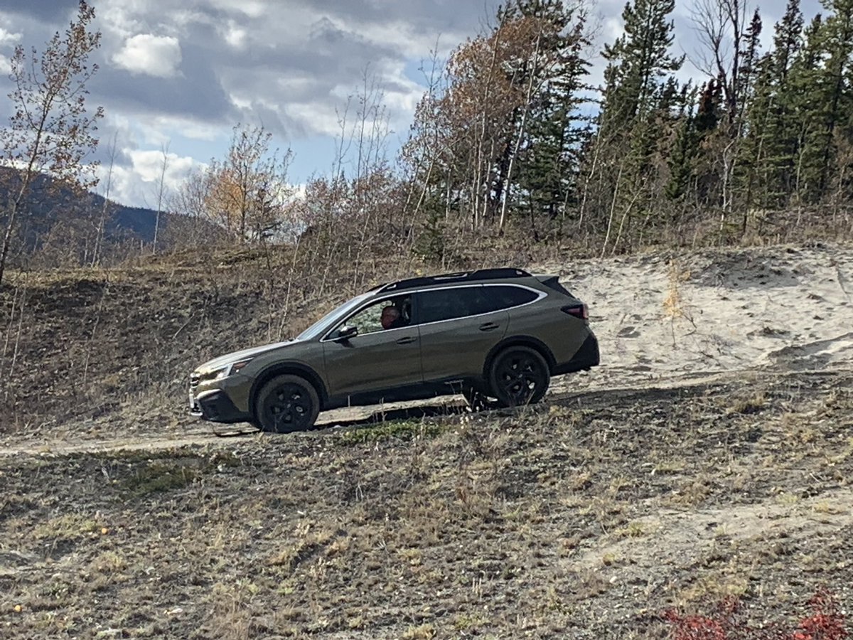 VehicleDG's tweet photo. The @SubaruCanada #2020Outback in the Yukon is like a pot of gold here at the end of this ๐ Having a great press launch this week and already planning a return trip to this beautiful landscape! https://t.co/odSRcpSisz