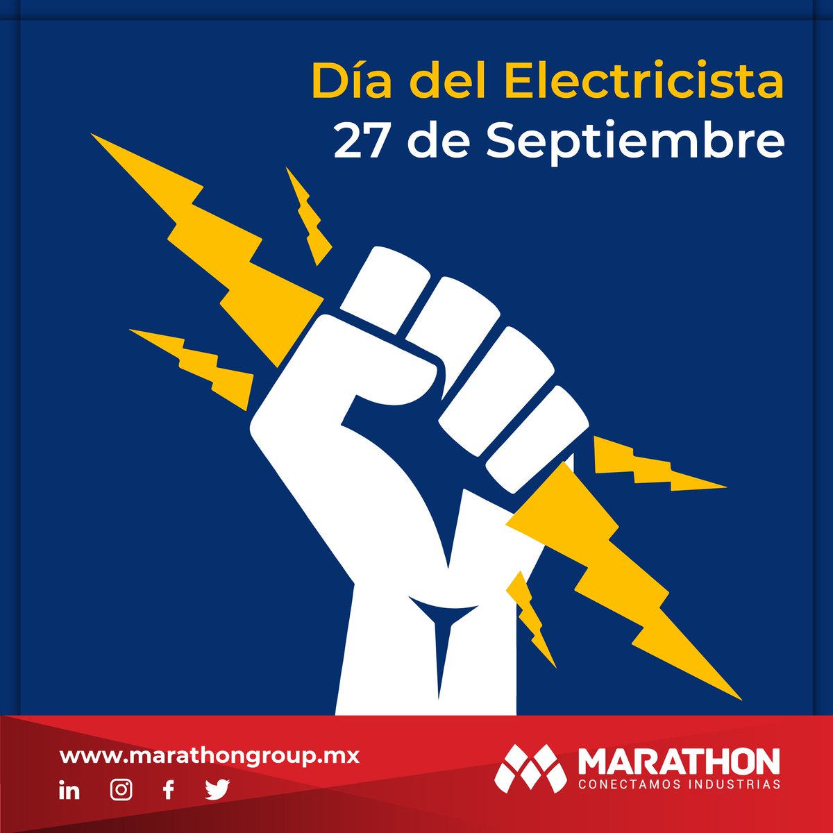 MarathonGroupMX's tweet photo. 👷‍♀️👷⚡¡Felicitamos a todos los electricistas hoy en su día! 
Gracias por su intensa labor y compromiso en nuestra industria. 

#ConectamosIndustrias #DíadelElectricista #CFE https://t.co/hCEtqYgRdP