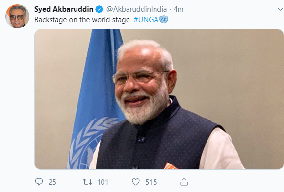 TimesNow's tweet image. #Breaking | @AkbaruddinIndia, Indian Ambassador &amp;amp; Permanent Representative to @UN tweets ahead of PM @narendramodi’s address at UNGA. | #ModiSweepsUNGA