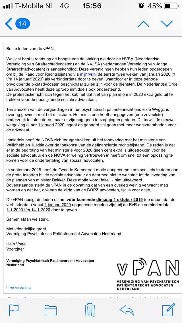 Ook de vPAN(vereniging van Psychiatrisch patiëntenrecht Advocaten Nederland) steunt de staking! #ikpiketnietlanger