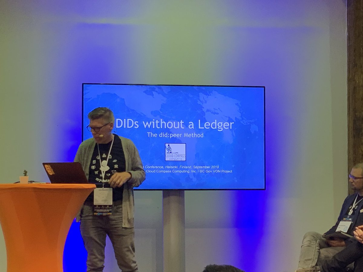 drummondreed's tweet photo. At #MyData2019, the wonderfully succinct @scurranC3I of the BC Gov #SSI team gives the best explanation of peer #DIDs that I’ve ever heard on a stage. Pairwise pseudonymous DIDs are the future of privacy-preserving identification and communications on the Internet. https://t.co/pP0OXmbf4P