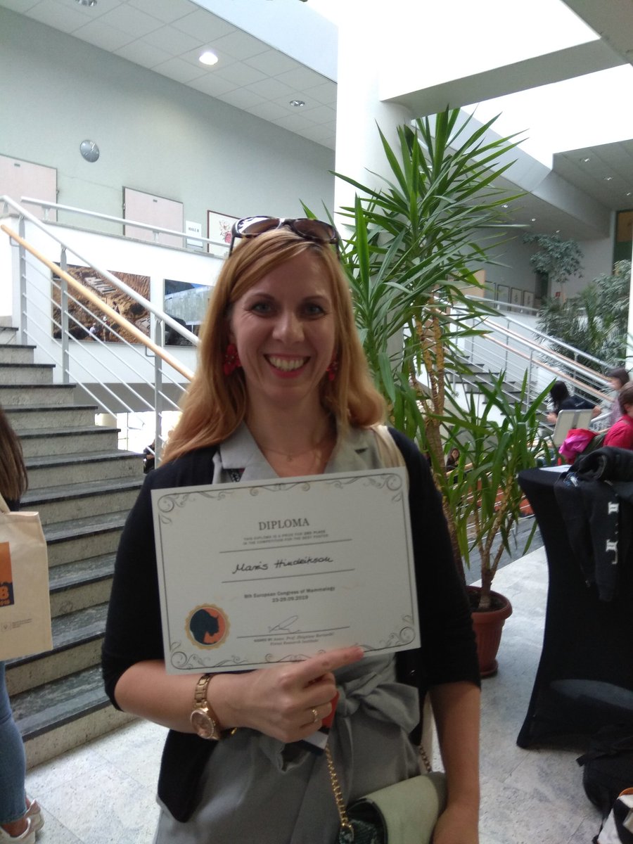 PachecoMCF's tweet photo. Maris Hindrikson just won the second best poster of #ecm8 with her work on the Y chromosome of dog 🐕🐺🐕
@raquelgodinho8 @EMammalogy https://t.co/q3NyTnrdiJ