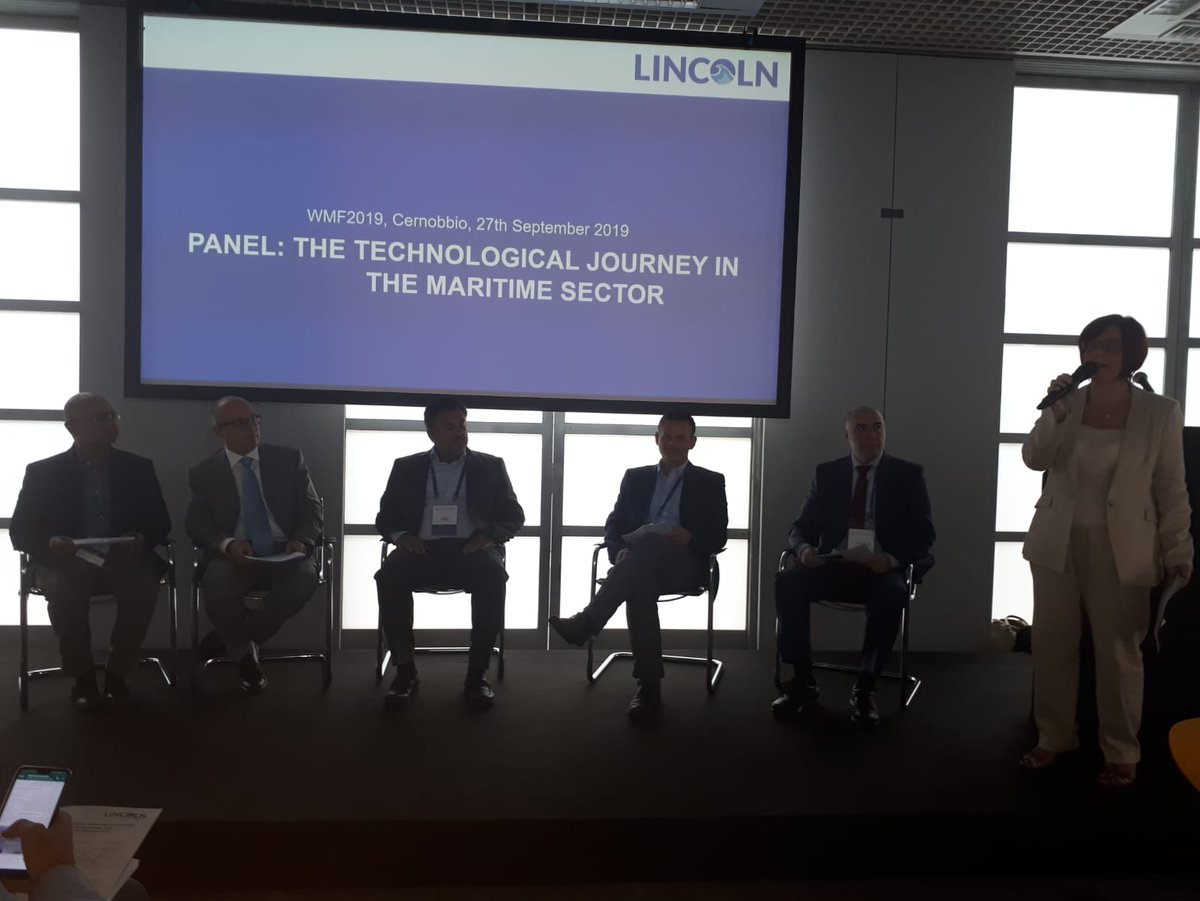 The panel "The technological journey in the maritime sector" with Javier Hernández Duque, Christoffer A. Haarbye, Giannis Goulelis, Costantino Cosmidis, Ujjwal Bharadwaj. #H2020 #WMF2019 #shipbuilding