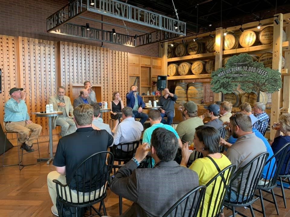 Thank you <a href="/Angels_Envy/">Angel's Envy</a> for hosting the White Oak Sustainability Panel to help #toastthetrees!  Glad to join the KY Distillers' Association, <a href="/iscbarrels/">ISC Barrels</a> and <a href="/AmForestFndn/">American Forest Foundation</a>'s Tree Farm System. Great work connecting family forest owners, #whiteoak #barrels, #distillers and customers!