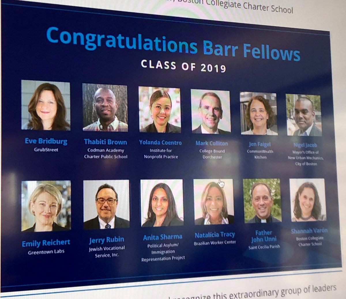 Excited to kick off my two year @BarrFdn Fellowship with an amazing group of leaders this week! cc: @evebridburg, @thabitibrown, @YolandaCoentro, @mculliton, @FaigelJen, @nsjacob, @JRubinJVS, @nrtracy, @ShannahVaron, @StCeciliaBoston and @PAIRProject_Bos