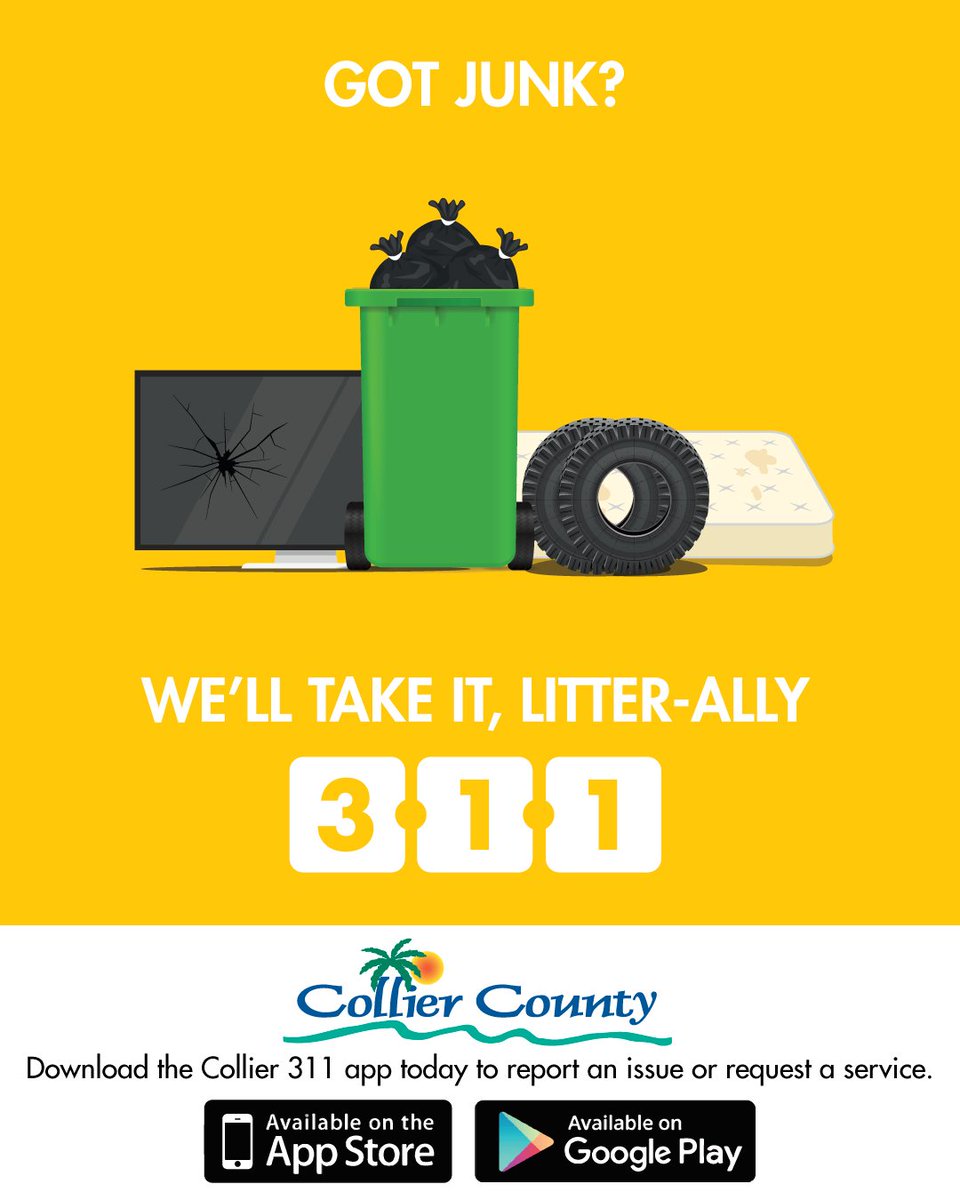 CollierGov's tweet photo. Download the Collier 311 app today to report an issue or request a service. https://t.co/aMaxcCOHLK https://t.co/z4KX4qwjAW