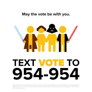 May the force be with you, as you register to vote✨

Text VOTE to 954-954 to register, or get a reminder on your birthday!🥳