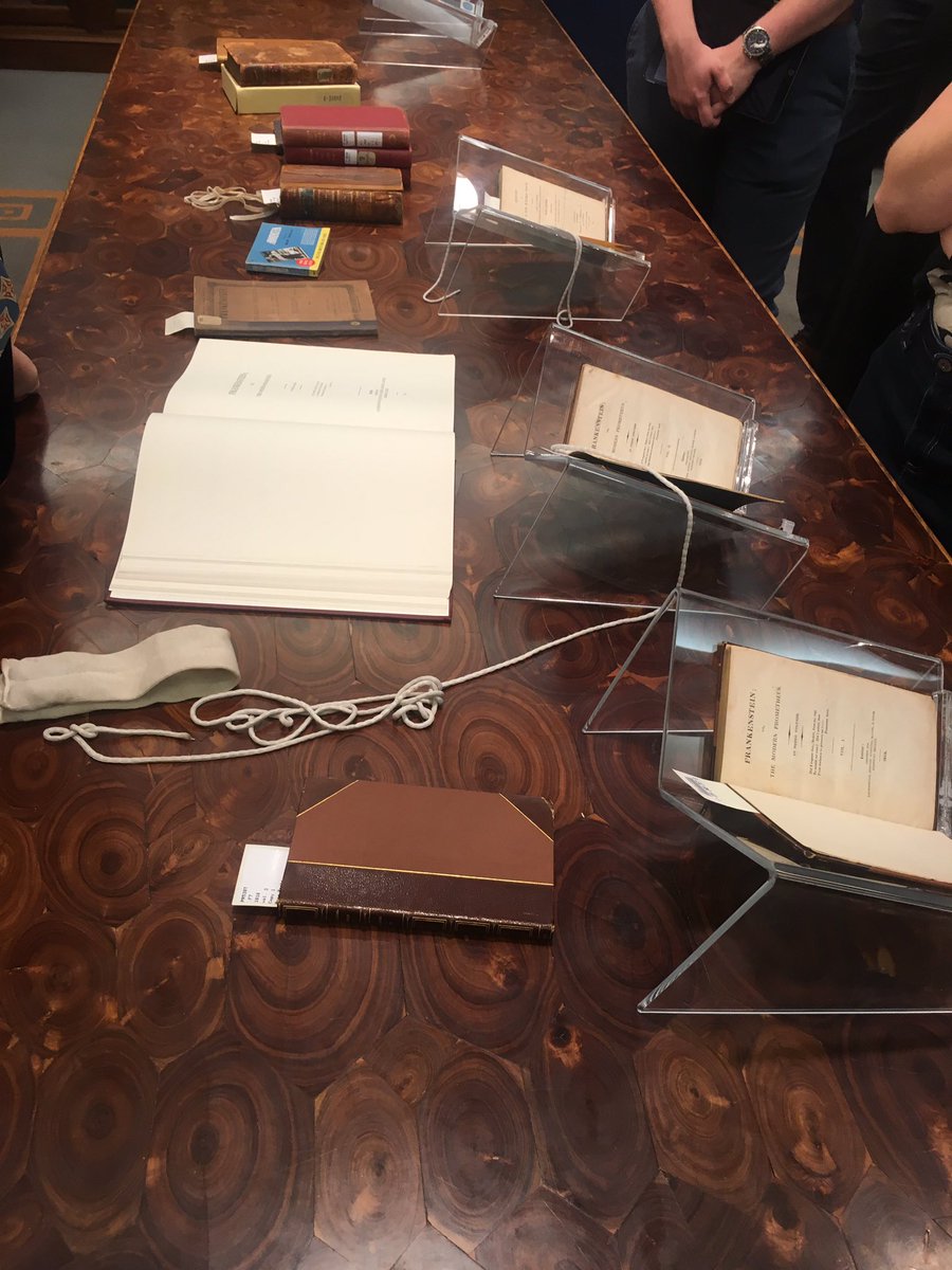 Emnk's tweet photo. Visiting the @librarycongress with @UMDEnglish @HowardU students and the fabulous @TitaChico1 viewing first edition #frankenstein & second edition #vindicationoftherightsofwoman #maryshelley #marywollstonecraft #marywollstonecraftshelley https://t.co/qc7Q7Mig9m