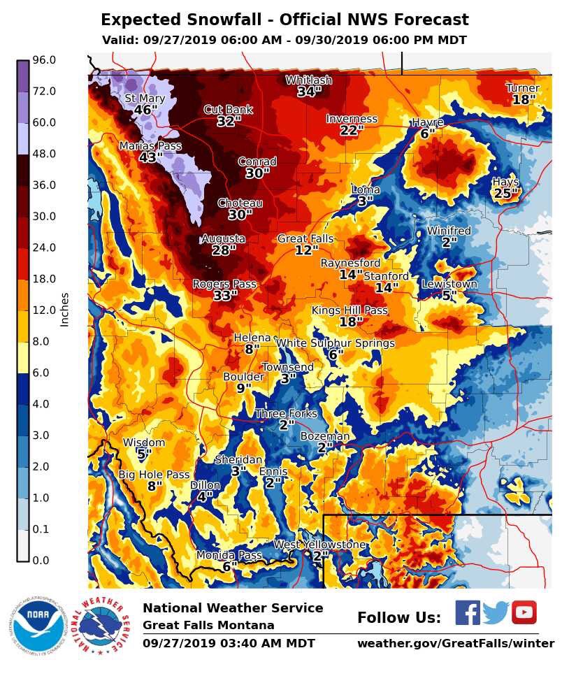 JGodynick's tweet photo. CRAZY snowfall amounts projected for the Mountains of Montana near Glacier National Park. This will likely break some records. #weather #njweather #climate #mtweather https://t.co/4kWVk2xoC9