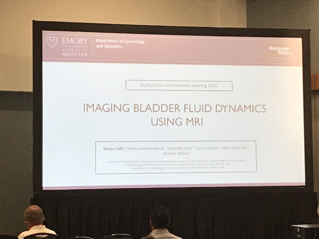 droliviamd's tweet photo. Dr. Kerac Falk discuses his cutting-edge research on imaging bladder fluid dynamics using MRI! Missed the presentation or want to hear more? Dr. Falk will give a video interview later this morning. Stay tuned! #AUGSIUGA19 @KeracFalkMD @RobertSKelley @EmoryGynOb https://t.co/dP8MjEq1fG
