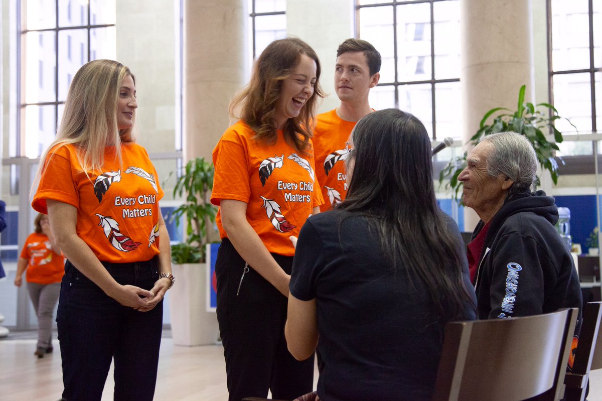 kevin_chief's tweet image. For the compassion &amp;amp; determination that makes reconciliation possible #Miigwech Cora Morgan, First Nations Family Advocate @AMCMBChiefs &amp;amp; Elder Swain for sharing to build understanding on #OrangeShirtDay2019🧡#EveryChildMatters
