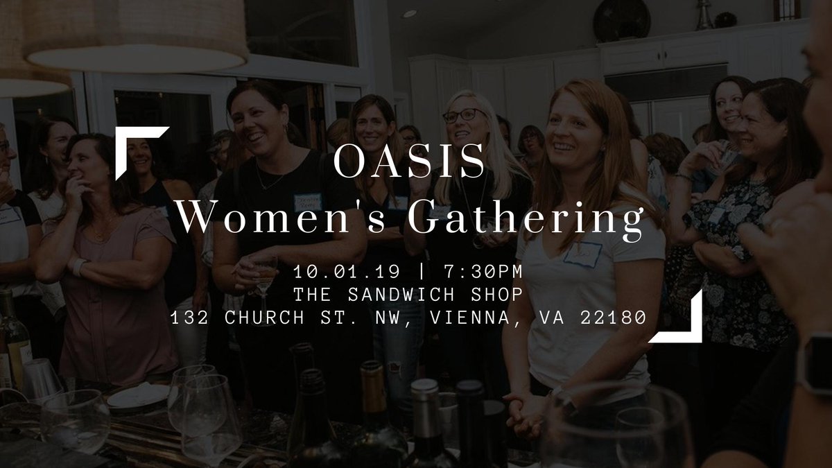 OASIS kicks off this upcoming Tuesday! Come enjoy a drink or food &amp; hear from one woman's life story. This is a casual social event so feel free to invite friends, colleagues, and neighbors!