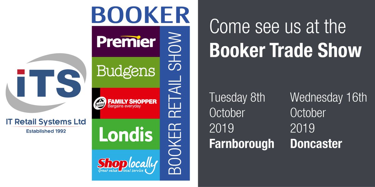 Just over a week to go. Come and visit our stand at the #BookerTradeShow on the 8th October in Farnborough or 16th October in Doncaster. We have lots of exciting new products to show you so please make sure you visit our stand! #Epos #Retail #Convenience #Technology #TeamITS