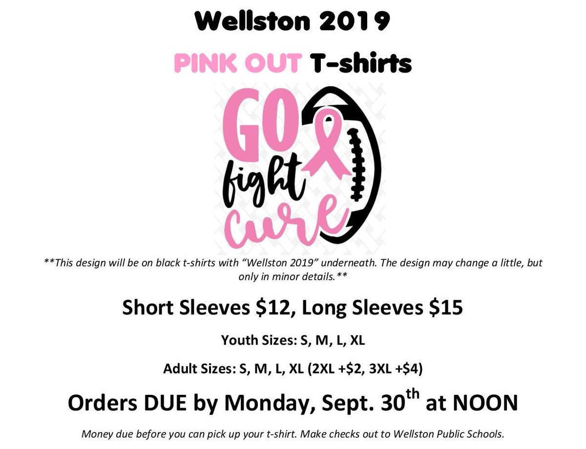 mufasa_sci's tweet photo. @StudentSecWHS Pink Out shirts are for sale! Orders are due MONDAY (9/30/19)... BY NOON!! Order forms are in the office or my room. You can also just send me a message/comment your order on here. You need to pay before you can pick up your shirt. Shirts should be in on Wednesday. https://t.co/QIQIJJpzuu