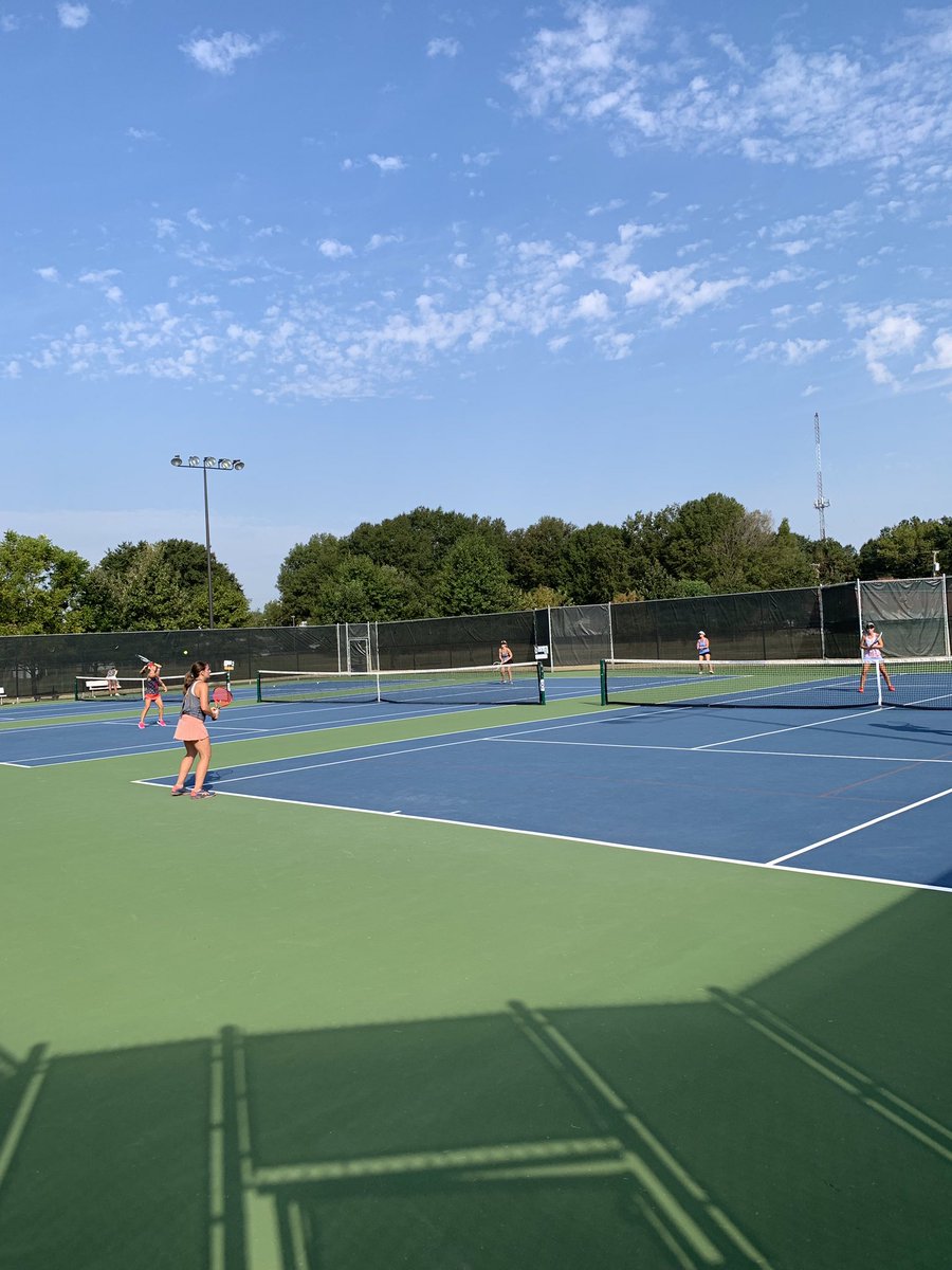 StarkvilleParks's tweet photo. It’s warm but lots of great tennis being played! Be sure to check in to the Facebook event if you’re here with us! #TriLevel https://t.co/SzJ2h1Hm0u