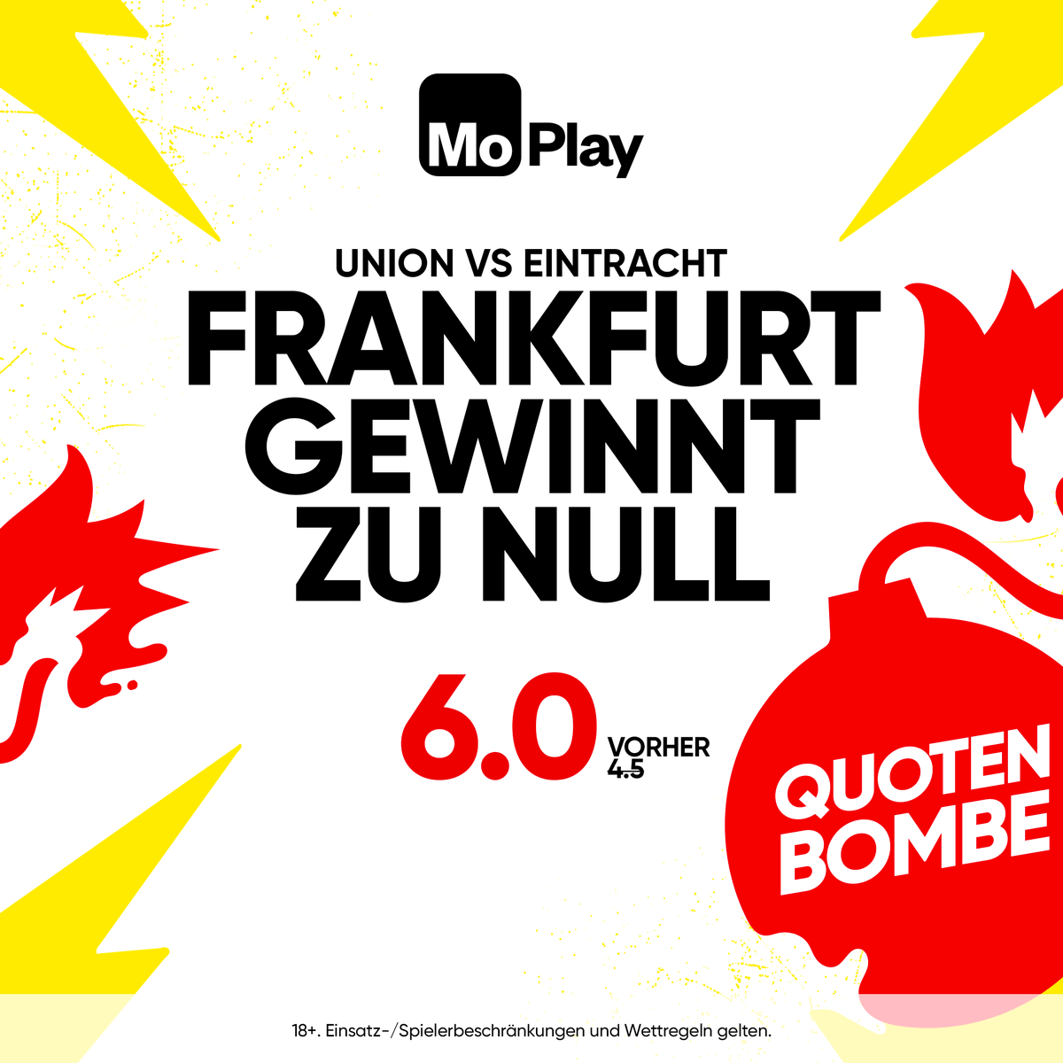 MoPlayDE's tweet photo. 😰 10 Tore in der Bundesliga von Union kassiert

👀 4-0 Sieg für Eintracht bei ihrem letzten Zusammentreffen

Hier ist deine Quotenbombe 👉 https://t.co/ekzEzQrjWK https://t.co/FvypDInCko