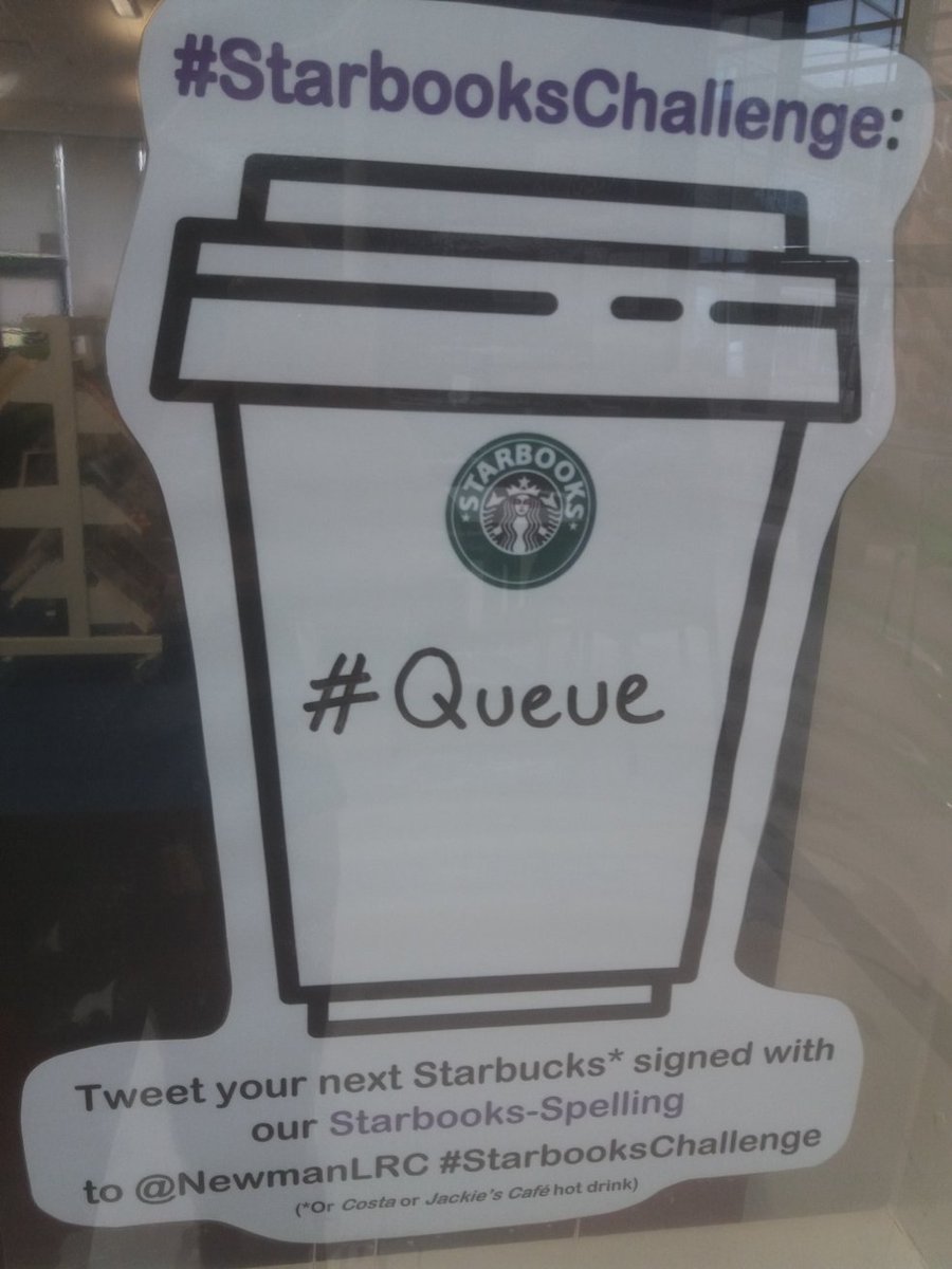 NewmanLRC's tweet photo. Its the weekend! Time to relax with a frappe! Try our #StarbooksChallenge and tweet us a pic of your result! Can YOU get someone to write our #StarbooksSpelling on your next cup? 😎☕🖊 #NewmanLiteracyEmpowers @NewmanRCCollege https://t.co/YG0X6rWaaa