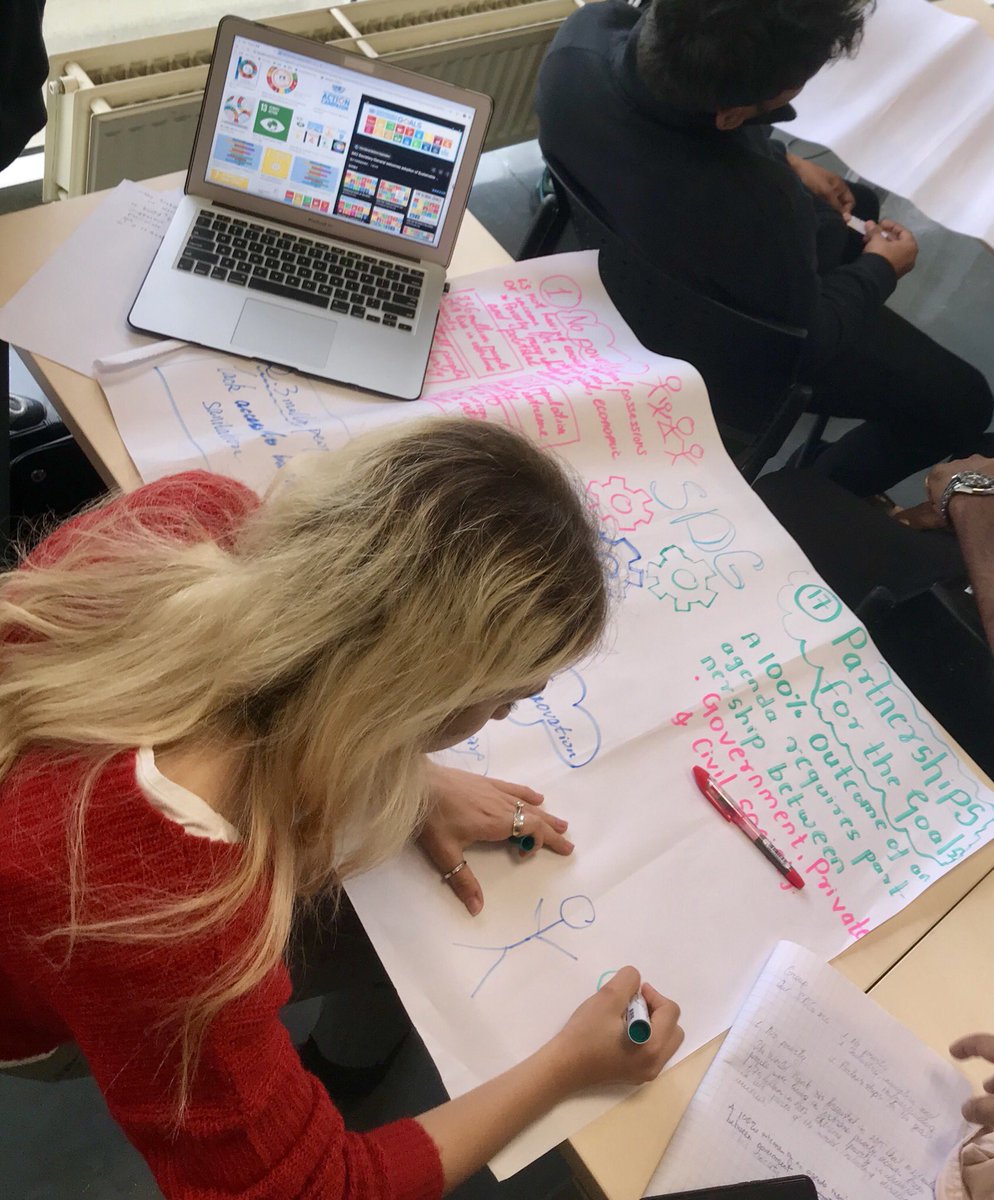 JenCGoodman's tweet photo. Great #creativity and discussions today with @audencia’s @ms_audencia #imm students on #SDGs #CSR and #grandchallenges. We’re looking forward to seeing you for the #PlasticForum next month! https://t.co/FotCmNW9Au