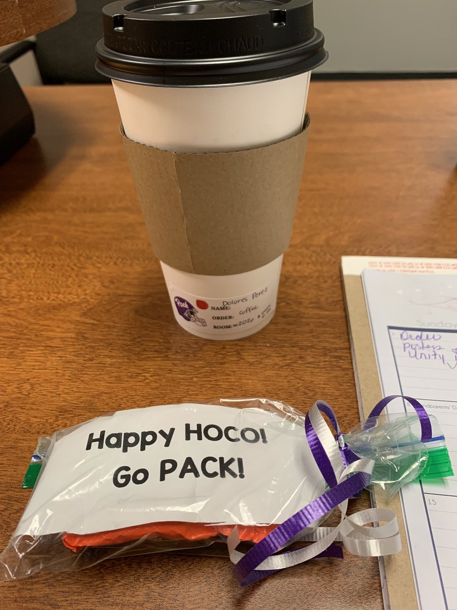 When Coffee Cart FriYAY sends you a treat with your order, to celebrate Homecoming!  I love my campus!  💜💛 
#Chocolate #CoffeeCartFriYay  #LufkinU #GameDay #WeAreLufkin #Homecoming2019 #GoLufkin #BelieveInLufkin