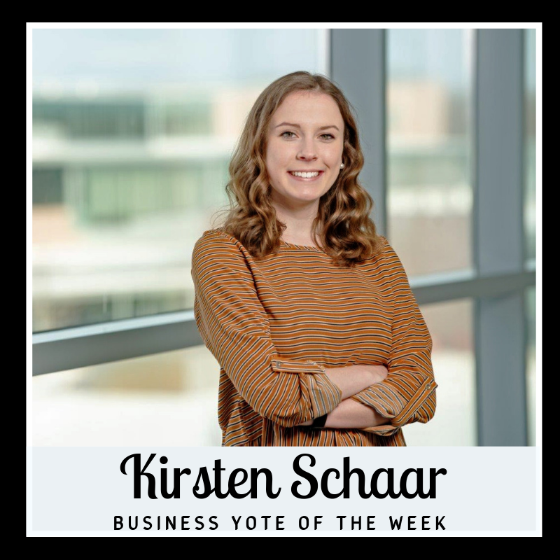 USDBeacom's tweet photo. Our #BusinessYoteoftheWeek is Kirsten Schaar!
She is a senior human resource management student from Sergeant Bluff, Iowa. "I have had so many great professors who have really helped me with my short-term and long-term career goals," said Kirsten. #BusinessYote #SHRM #PeerAdvisor https://t.co/JkUGqpxc2x