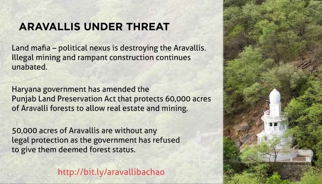 AravalliBachao's tweet photo. @fridays_india @PMOIndia @GretaThunberg Ecosystems across India are hugely threatened by real estate, road, bullet train & mining projects. #ClimateChange is real. Need #ClimateEmergency declared now.
#SaveAravallis #SaveAareyForest #SavePanje #savenallamalla #SavePalamu #SaveMangroves
#AravalliBachao #SaveHasdeo https://t.co/RjDWpGEGYL