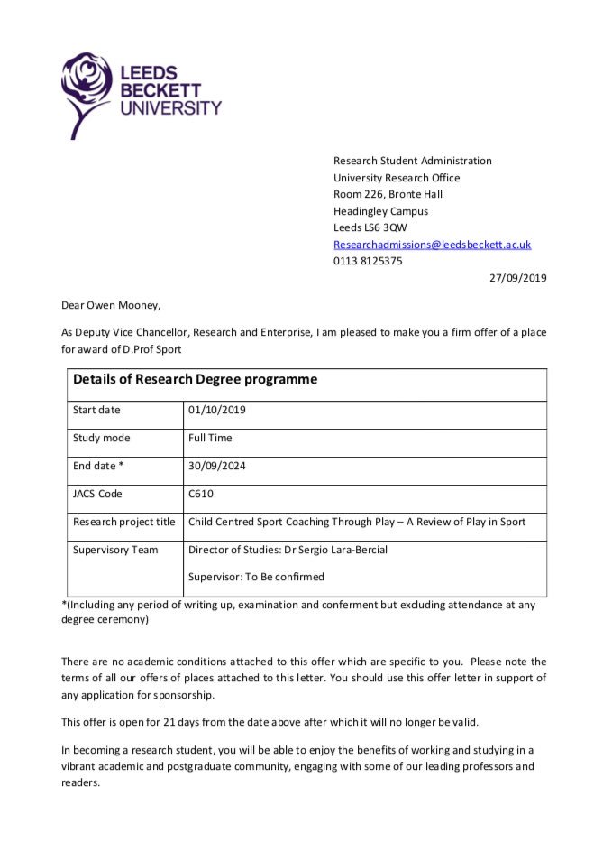 MooneyOwen's tweet photo. And so it begins!
Looking forward to starting my PhD journey with @DrSergioLara_EU @ktconditioning and @leedsbeckett
โChild Centred Sport Coaching Through Play - A Review of Play in Sportโ
โฝ๏ธ๐๐จ๐ผโ๐๐๐จ๐ผโ๐ป๐พ๐
#Doctorate #PhD #Research #ProfDockers #Coaching #Children #Sport #Play https://t.co/VH7exYu9cC