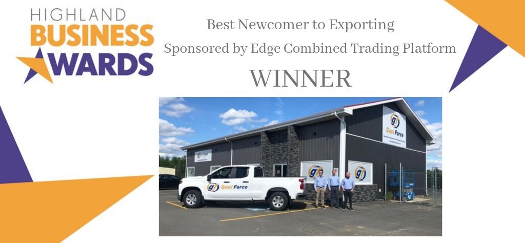 HighlandBizWk's tweet photo. Best Newcomer to Exporting sponsored by @EdgeCtp | And the winner is … @GaelForceGroup #HighlandBizWk https://t.co/hmck7zh6vF