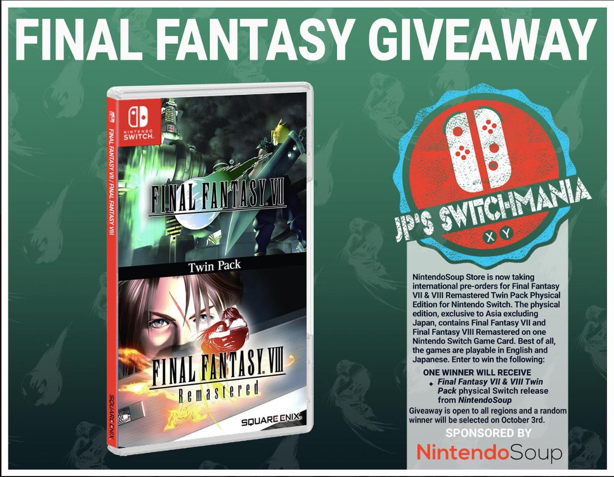 Jp S Switchmania Final Fantasy Giveaway Want To Win A Physical Copy Of Final Fantasy Vii Viii Twin Pack That Is Being Released Exclusively In Asia For The Nintendoswitch Follow Jpswitchmania Follow