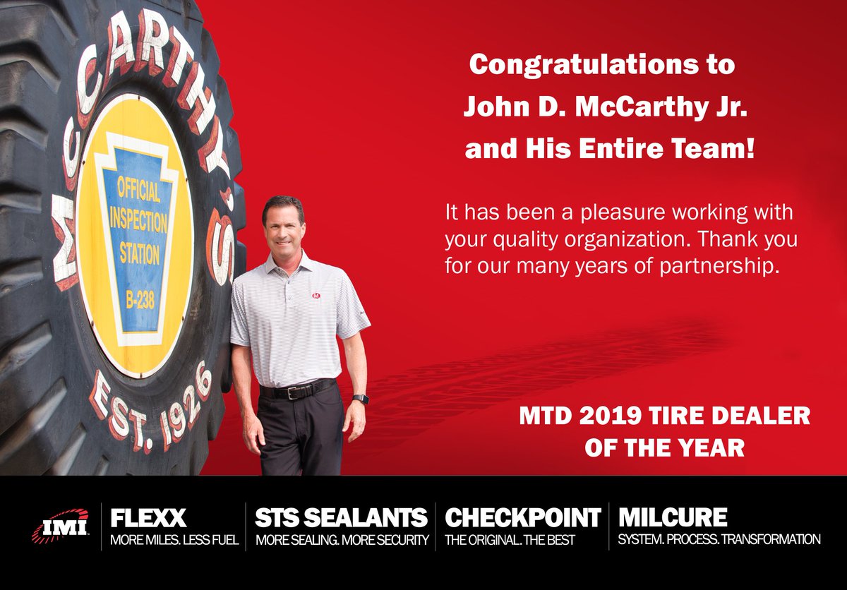 IMIsolutions73's tweet photo. We would like to congratulate 
@MTDMagazine 2019 Tire Dealer of the Year! Learn more about John McCarthy Jr at https://t.co/DJIz6tPwaj. https://t.co/9RfQ9X9Ztb