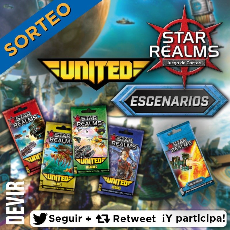 DevirIberia's tweet photo. ¡ATENCIÓN SORTEO! Las nuevas expansiones de Star Realms, United y Escenarios, ya están a la venta. Para celebrarlo sorteamos un kit que incluye el juego básico, los 4 sobres de United y el sobre de Escenarios entre todos nuestros seguidores que hagan RT hasta el domingo 29/09 🚀 https://t.co/MiYCdUEGKZ