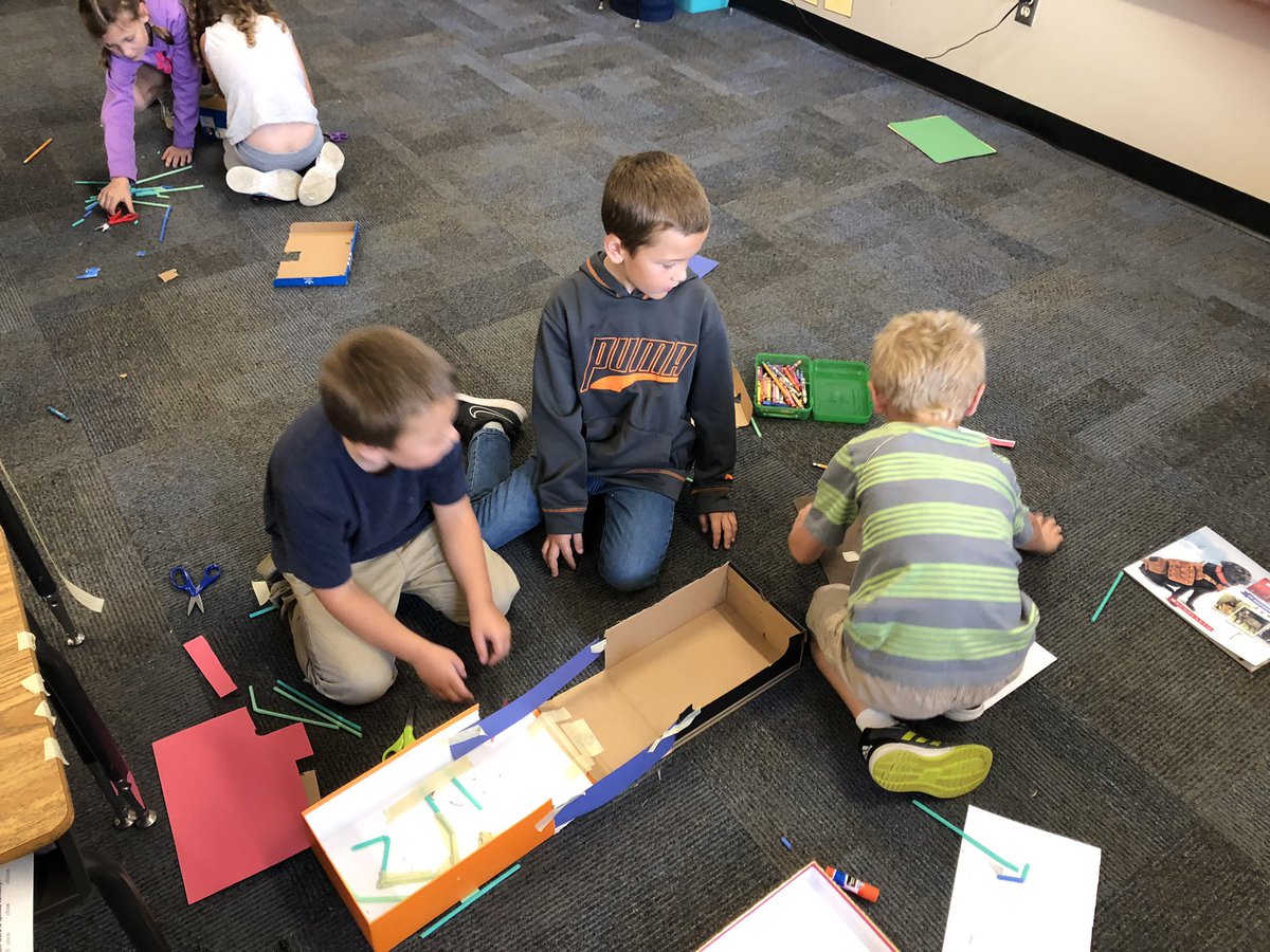 McClellEmily's tweet photo. Cardboard Challenge!!! Making marble maxes out of cardboard. STEM #tcestrong @MatthewMillerpe https://t.co/7ktncqugim