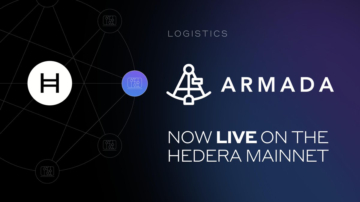 hedera's tweet photo. Pleased to share that @ArmadaChain launched their Open Waters, a tool needed for companies to onboard themselves onto #DLT, with Hedera @hashgraph.

https://t.co/ecE0lWdFox #HelloFuture #distributed #SupplyChain https://t.co/JuUV6aBm5Q