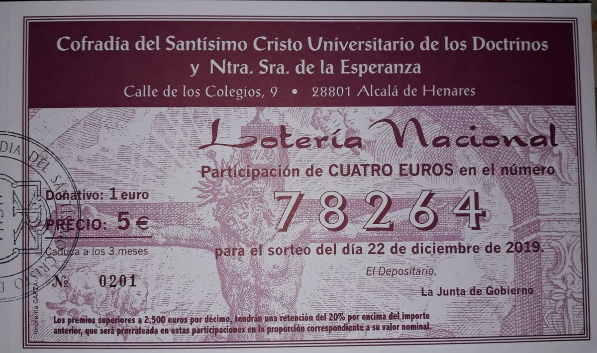 Os informamos que ya se encuentra a la venta la Lotería de Navidad de la Cofradía. Se pueden adquirir las papeletas en la Ermita en el horario de 9-14 horas y de 17-20 horas y en algunos comercios ¡Hazte con ella!